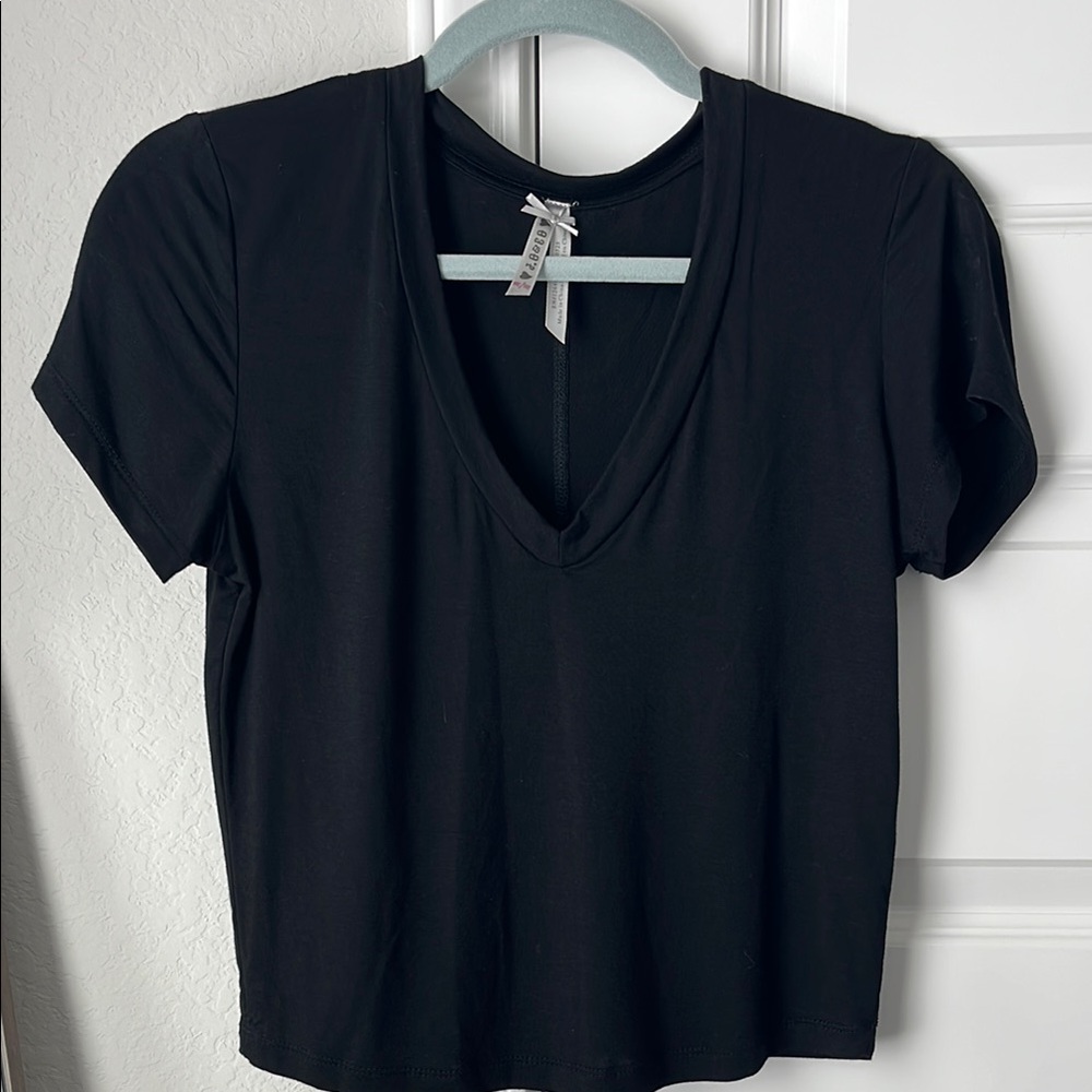 Black V-Neck Women's Top